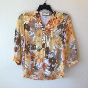 Coldwater Creek Yellow Floral Blouse